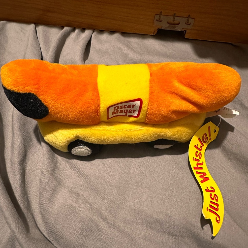Plush Hot Dog Toy - Orange and Yellow
